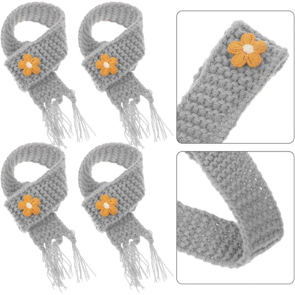 ORFOFE Mini Sciarpe in Filato di Lana per Bambole e Decorazioni Fai-da-te, 5 Pezzi Grigio