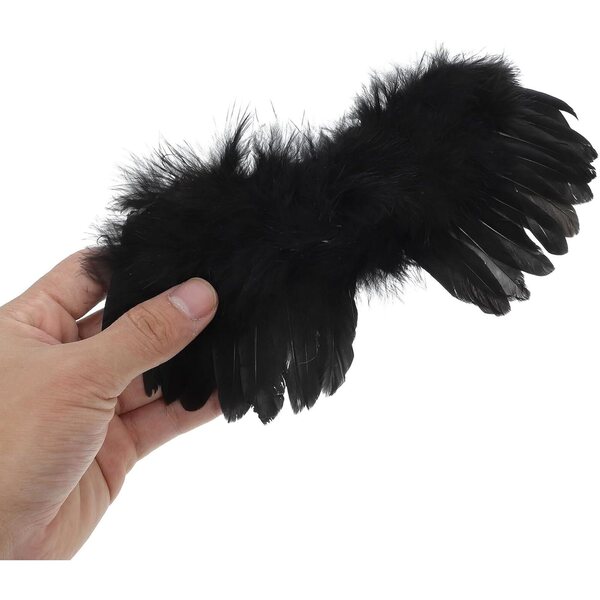 Mini Piume Nere per Bambole 15-20 cm - Accessori Morbidi per Costume e Gioco di Ruolo