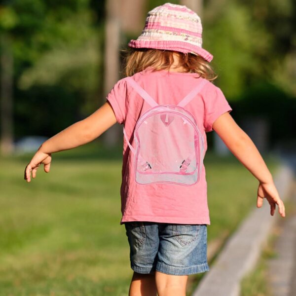 ORFOFE Zaino Porta Bambole in PVC Trasparente Rosa, Compatto e Impermeabile