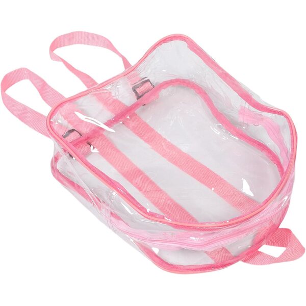 Hemobllo Zaino Trasparente in PVC Rosa per Bambole e Peluche, Organizer Leggero e Compatto