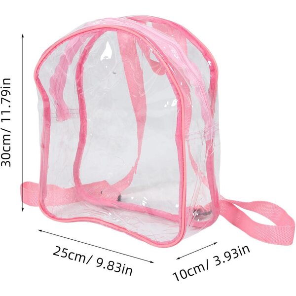 Hemobllo Zaino Trasparente in PVC Rosa per Bambole e Peluche, Organizer Leggero e Compatto
