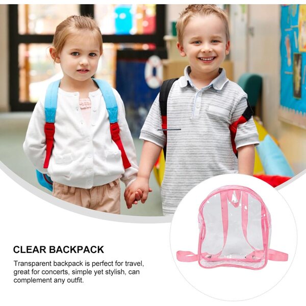 Hemobllo Zaino Trasparente in PVC Rosa per Bambole e Peluche, Organizer Leggero e Compatto