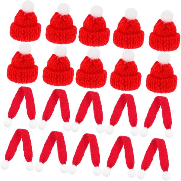 CHILDWEET 20 Pezzi Mini Cappellini e Sciarpe Natalizie Fai da Te per Decorazioni Festive