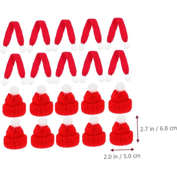 CHILDWEET 20 Stück Mini-DIY-Weihnachtsmützen und -schals für festliche Dekorationen
