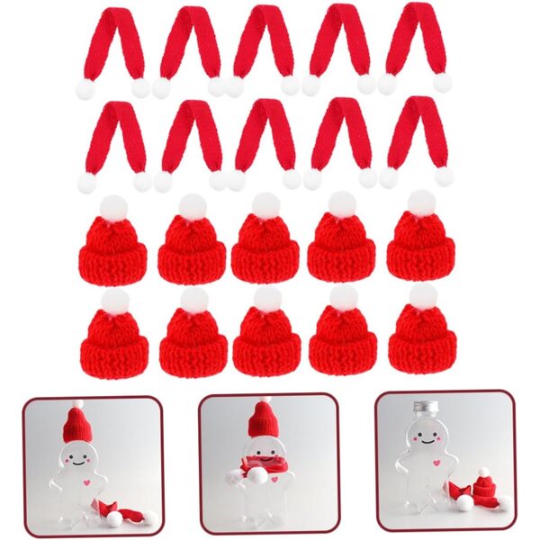 CHILDWEET 20 Stück Mini-DIY-Weihnachtsmützen und -schals für festliche Dekorationen
