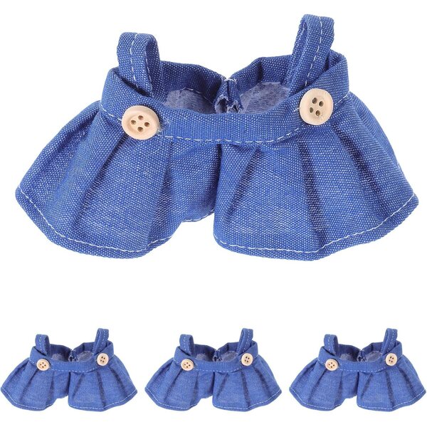 4 pezzi vestiti per bambole con salopette e gonna in tessuto morbido blu scuro