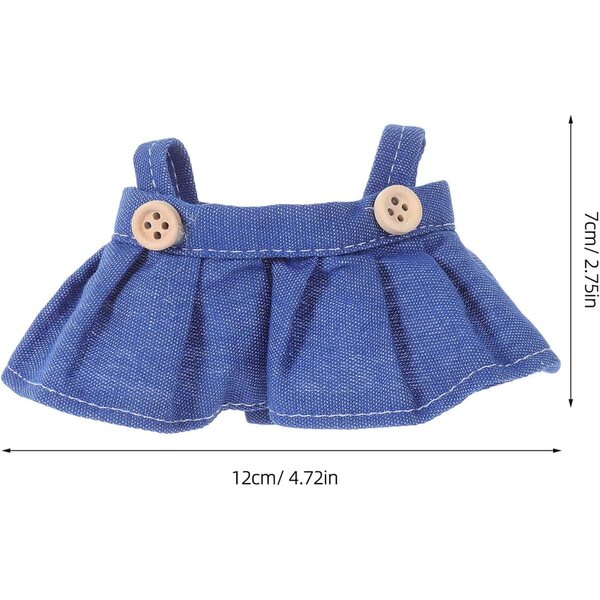 4 pezzi vestiti per bambole con salopette e gonna in tessuto morbido blu scuro