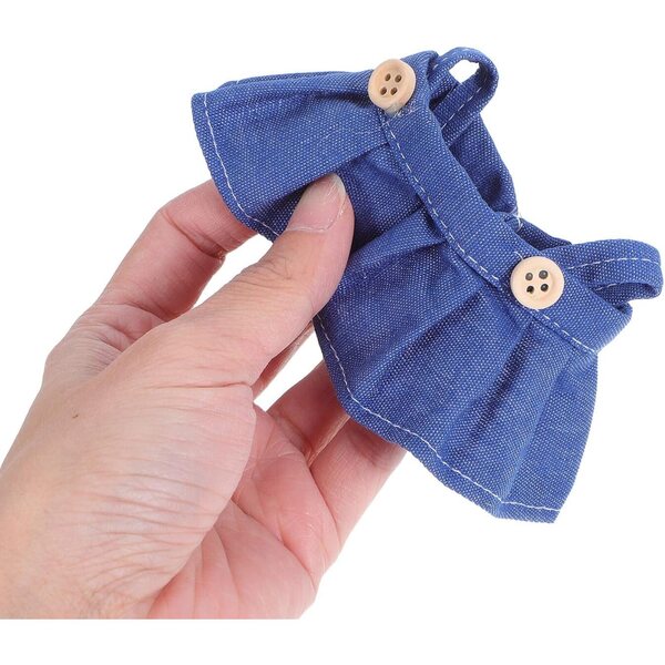 4 pezzi vestiti per bambole con salopette e gonna in tessuto morbido blu scuro