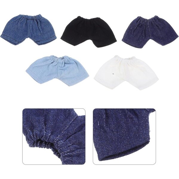 5 Pantaloncini Colorati in Cotone per Bambole 20 cm con Vita Elastica - Mini Shorts Casual