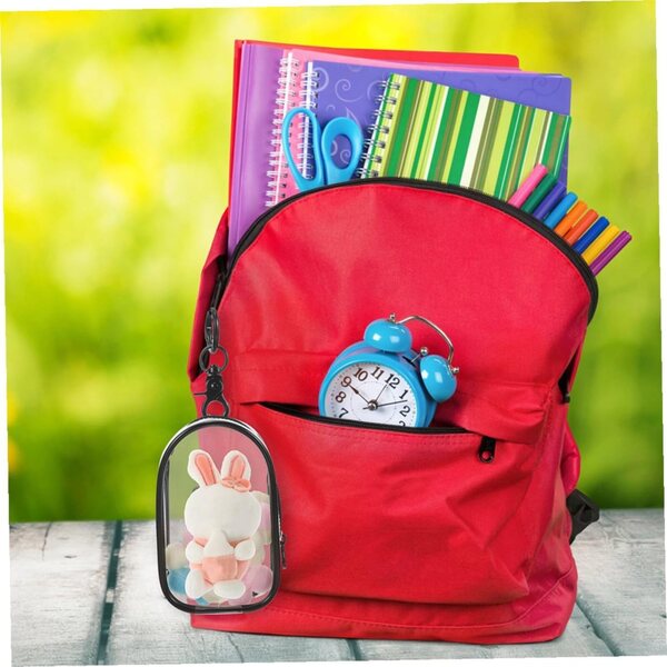 GARVALON Borsa Trasparente Portatile per Bambole e Mini Figure con Portachiavi
