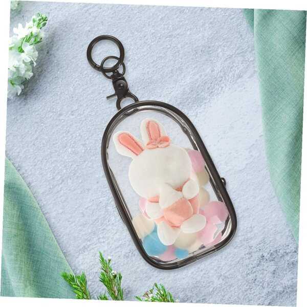 GARVALON Borsa Trasparente Portatile per Bambole e Mini Figure con Portachiavi