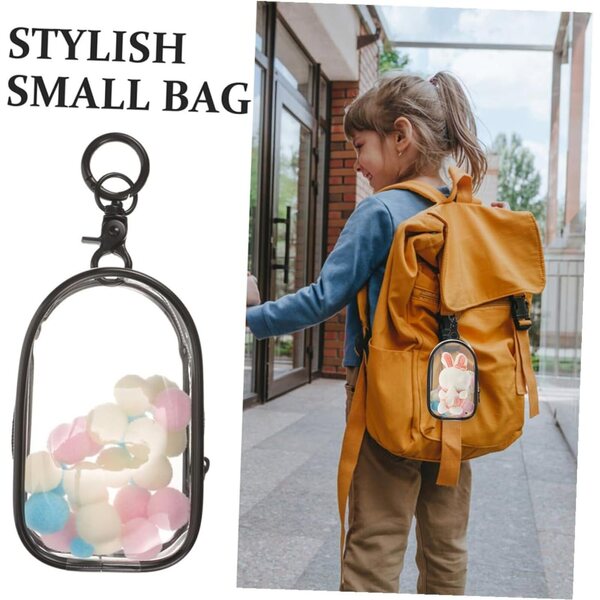 GARVALON Borsa Trasparente Portatile per Bambole e Mini Figure con Portachiavi