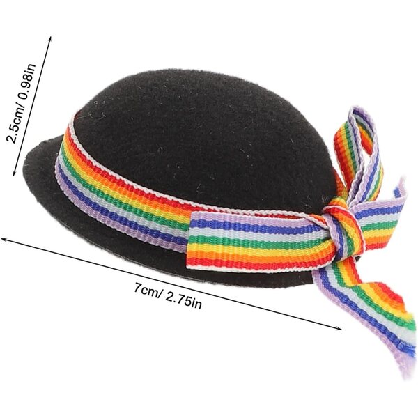 4 Mini Cappelli Neri in Feltro con Fiocco per Bambole - Accessori Giochi e Feste