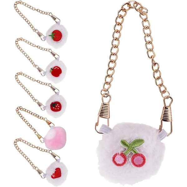 ORFOFE Mini Borse Tracolla in Pile con Motivo Frutta per Bambole BJD - Set 6 Pezzi