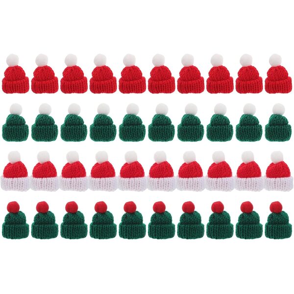 BESPORTBLE 40 Mini Cappelli Natalizi Lavorati a Maglia per Bottiglie e Decorazioni