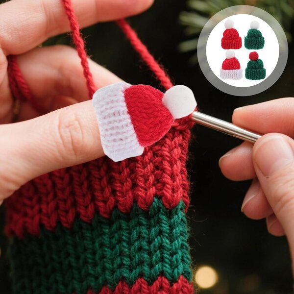 BESPORTBLE 40 gestrickte Mini-Weihnachtsmützen für Flaschen und Dekorationen