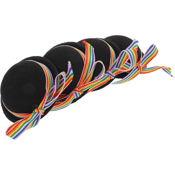 VICASKY Mini-Hüte in Schwarz für Puppen, 4 Stück, mit farbigem Band
