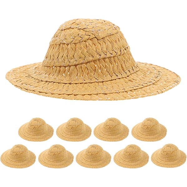 Gatuida 15 Mini-Papierstrohhüte für Puppenhäuser und Heimwerker