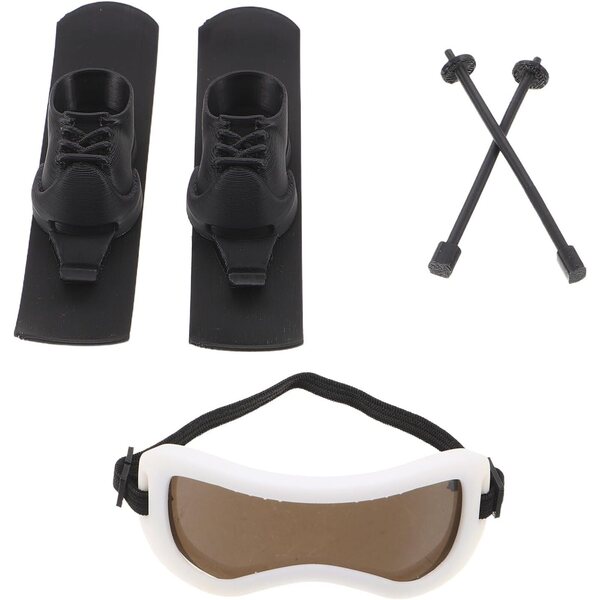 VICASKY Snowboard-Set und Wintersport-Zubehör für 10 cm große Puppen, Schwarz