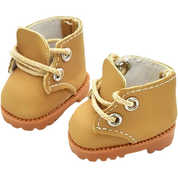 Miniaturstiefel für 17-cm-Puppen aus PU mit Metallösen – Kollektionszubehör