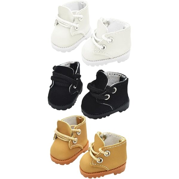Miniaturstiefel für 17-cm-Puppen aus PU mit Metallösen – Kollektionszubehör