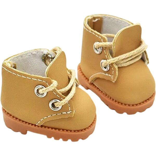 Miniaturstiefel für 17-cm-Puppen aus PU mit Metallösen – Kollektionszubehör