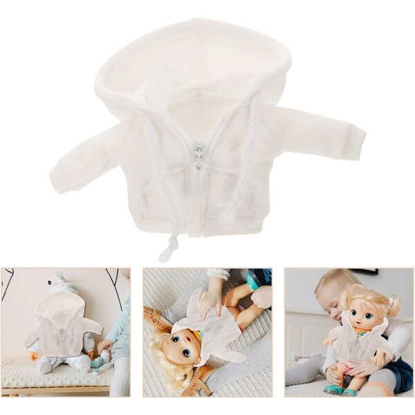 GALPADA Weißer Kapuzenpullover für 1/12 Puppen Miniaturkleidung