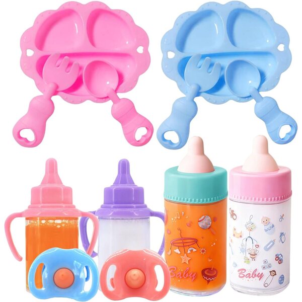 12-teiliges Spielzeug-Babyflaschen-Set für Puppen – Nachahmungsspiel für Kinder