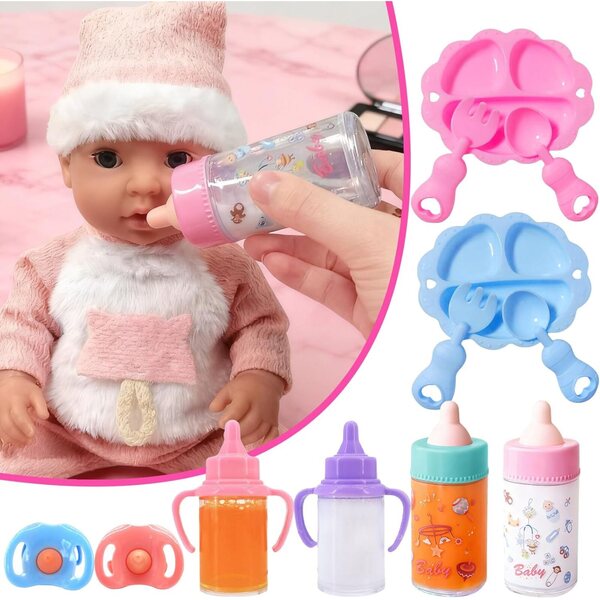 12-teiliges Spielzeug-Babyflaschen-Set für Puppen – Nachahmungsspiel für Kinder