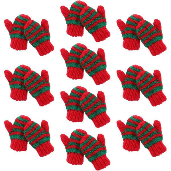 20 Guanti Natalizi Miniatura per Bambole - Accessori Decorativi Festivi in Lana