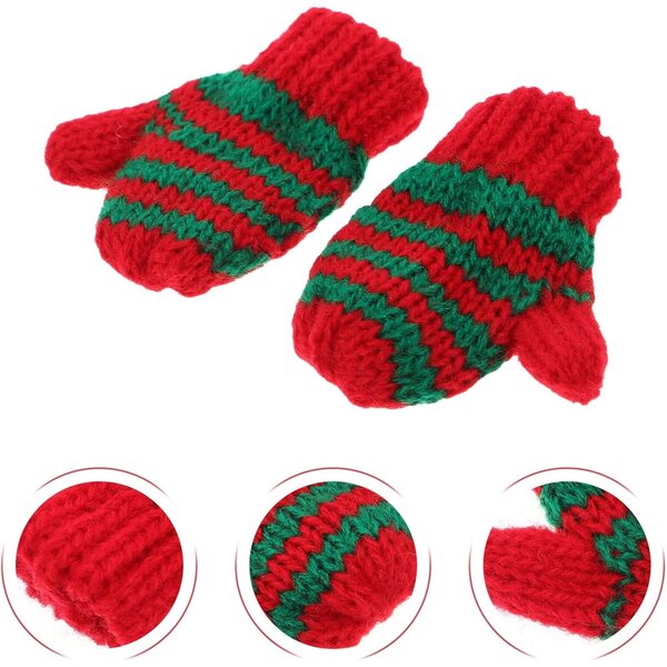 20 Miniatur-Weihnachtshandschuhe für Puppen – festliche Deko-Accessoires aus Wolle