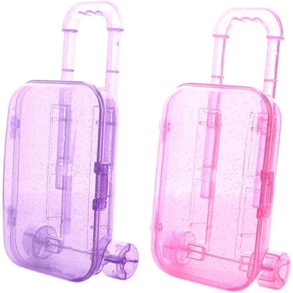 iplusmile 2 Mini Valigie in Plastica Viola per Bambole - Accessori Sicuri e Resistenti