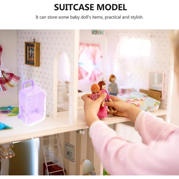 iplusmile 2 Mini Valigie in Plastica Viola per Bambole - Accessori Sicuri e Resistenti