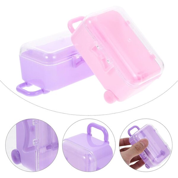 iplusmile 2 Mini Valigie in Plastica Viola per Bambole - Accessori Sicuri e Resistenti