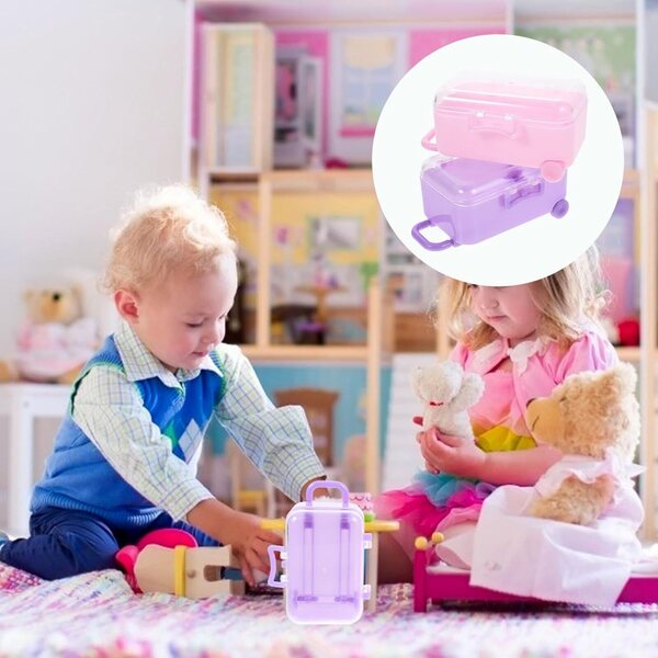 iplusmile 2 Mini Valigie in Plastica Viola per Bambole - Accessori Sicuri e Resistenti