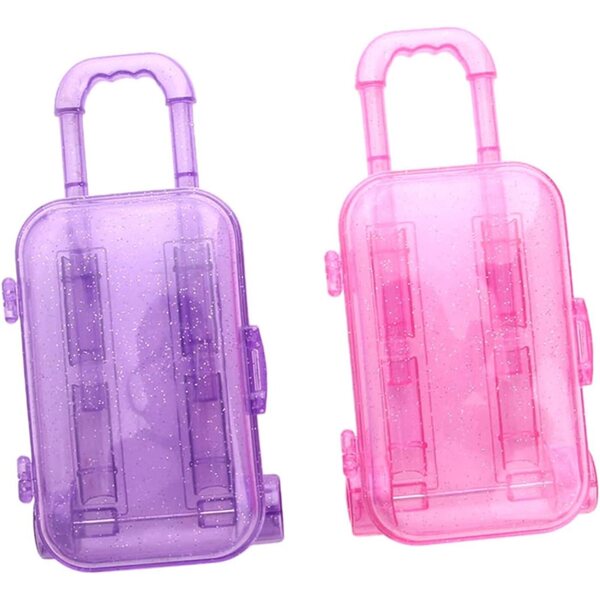 ERINGOGO Mini-Koffer für Puppen aus widerstandsfähigem Kunststoff, 2er-Set, elegantes Lila