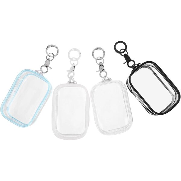 4 Custodie Trasparenti in PVC con Zip e Portachiavi per Bambole e Peluche