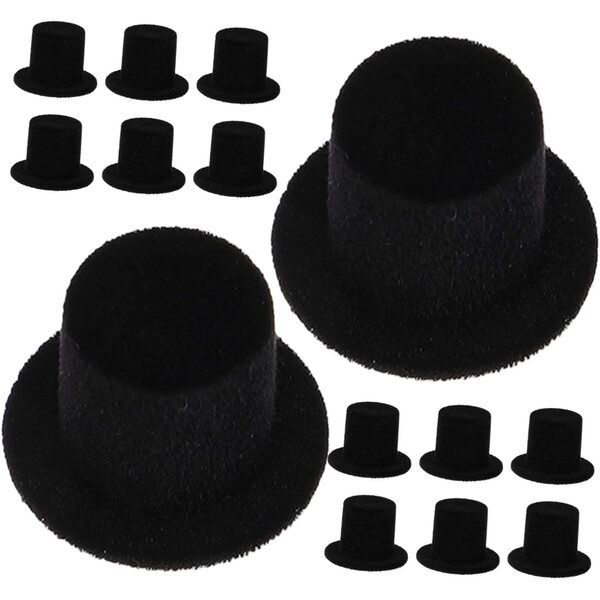 WOONEKY 30 Mini Cappelli Neri a Cilindro per Decorazioni e Progetti DIY