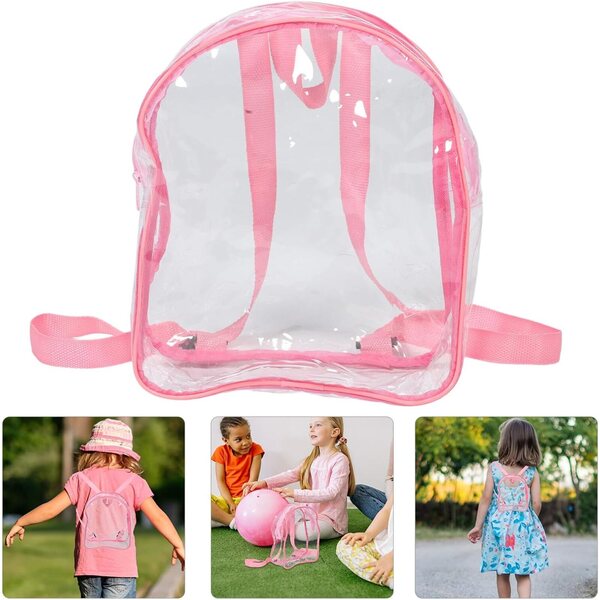 VICASKY Zaino Trasparente per Bambole Rosa 25x30x10 cm, Organizer Protettivo e Portatile in PVC