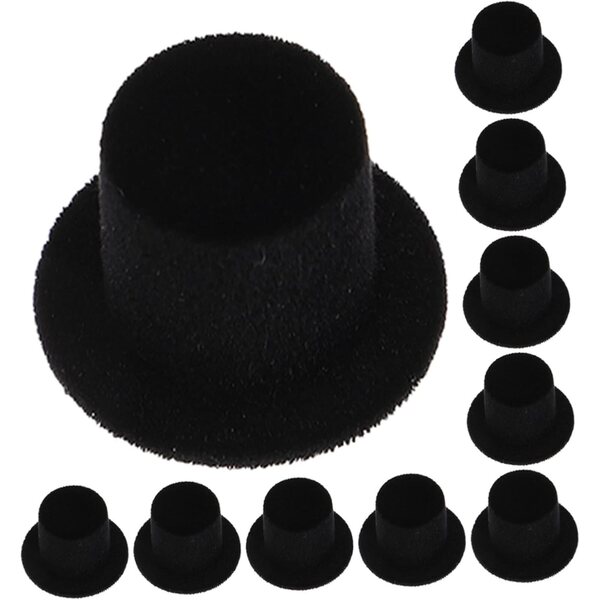30 Mini Cappelli a Cilindro Neri per Decorazioni Artigianali Feste e DIY 2,4x1,7 cm