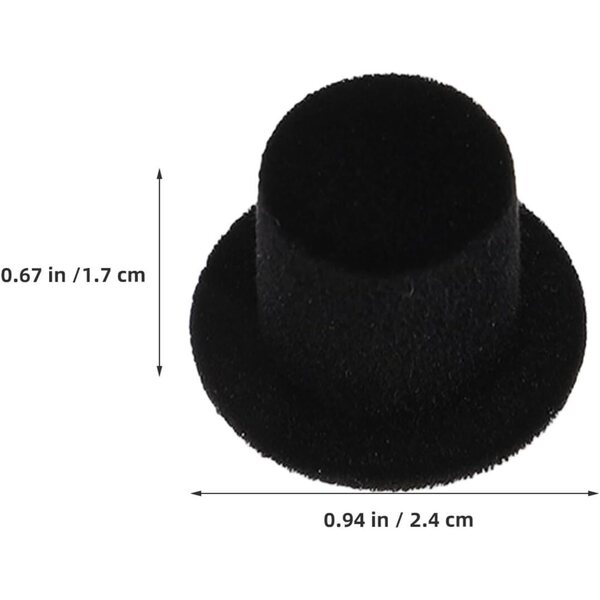 30 Mini Cappelli a Cilindro Neri per Decorazioni Artigianali Feste e DIY 2,4x1,7 cm