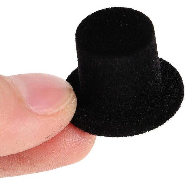30 Mini Cappelli a Cilindro Neri per Decorazioni Artigianali Feste e DIY 2,4x1,7 cm