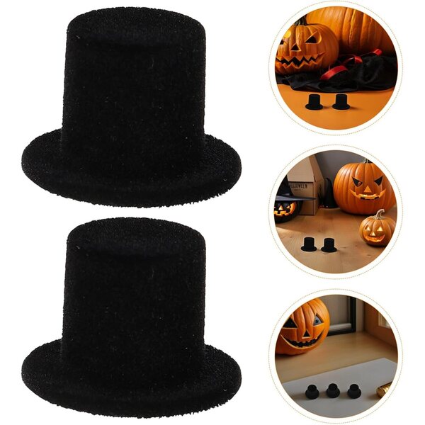 30 Mini Cappelli a Cilindro Neri per Decorazioni Artigianali Feste e DIY 2,4x1,7 cm