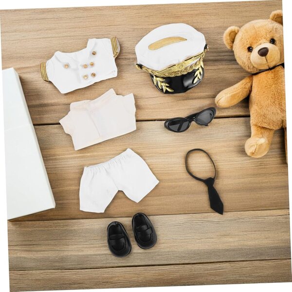 Abito Uniforme Capitano Costume da Pilota per Bambole di Peluche con Accessori