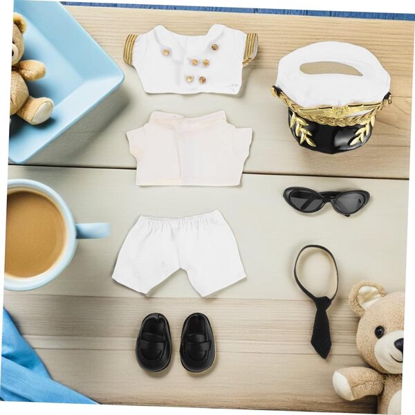Abito Uniforme Capitano Costume da Pilota per Bambole di Peluche con Accessori