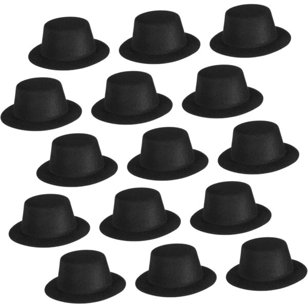 Beaupretty 15 Mini Cappelli a Cilindro Neri per Decorazioni Natalizie e Fai da Te