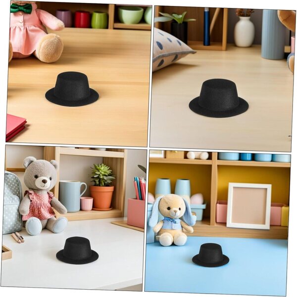 Beaupretty 15 Mini Cappelli a Cilindro Neri per Decorazioni Natalizie e Fai da Te