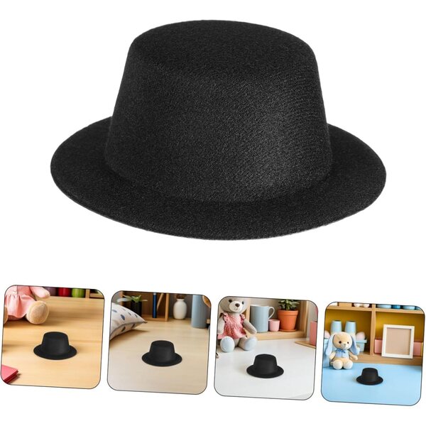 Beaupretty 15 Mini Cappelli a Cilindro Neri per Decorazioni Natalizie e Fai da Te