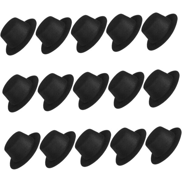 Mini Cappelli a Cilindro Neri 15 Pezzi per Decorazioni Natalizie e Fai da Te