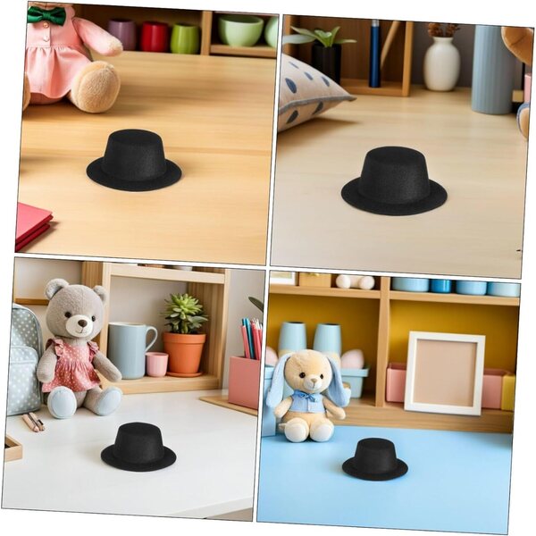 Mini Cappelli a Cilindro Neri 15 Pezzi per Decorazioni Natalizie e Fai da Te